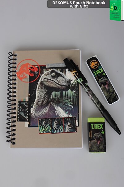 T-Rex Bloc de notițe A6 Jurassic World licențiat de x Dekomus, pix, radieră ș...