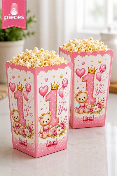 Baloncu Nene 1 Year Old Pink Teddy Bear Corn Box Set of 8 8X11 cm Baby Girl F...