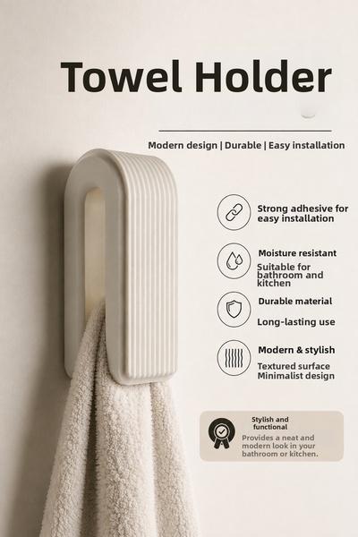 esdekorium 2-Piece Black and White Towel Holder – Wall-Mounted Modern Towel Rack