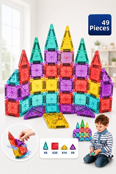 TUENGİ STORE Magnetic Mini Building Blocks with Metal Box 49 Pieces Education...