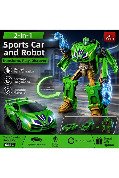 TRUST STORE Transforming Robot Car 2-in-1 Sports Car and Robot Toy Manual Tra...