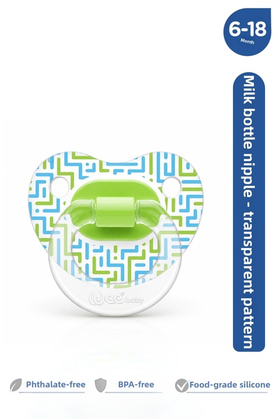 Wee Baby Transparent Patterned Palate Pacifier No:2 - Green