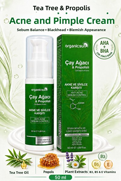 Organicsun Tea Tree and Propolis Anti-Acne and Anti-Blemish Skin Care Cream –...