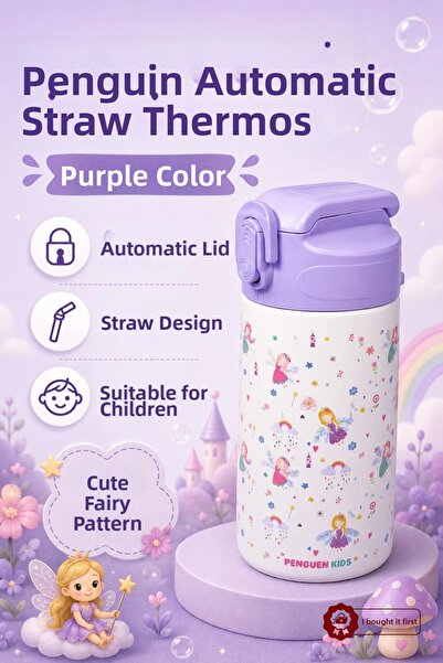 İlkbenaldim Automatic Children's Water Bottle with Straw – Leak-Proof Water B...
