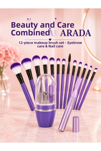 teknotrust Preminium Women's Makeup and Personal Care Set 12-Piece Purple Mak...