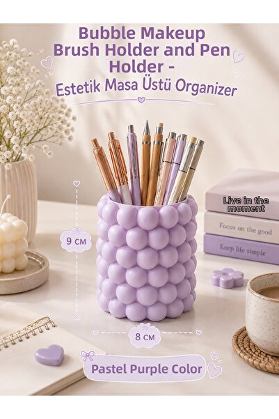 almalions Bubble Makeup Brush Holder and Pen Holder - Aesthetic Tabletop Orga...