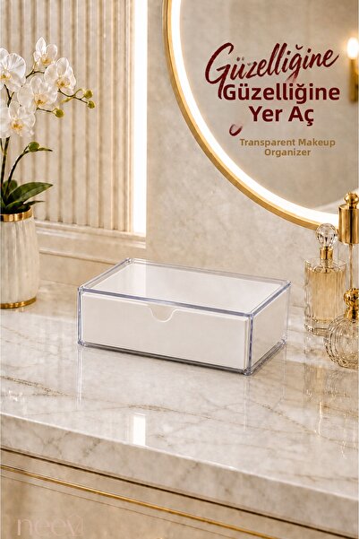 Neev Transparent Makeup Organizer with Drawers – Stackable Modular Cosmetic a...
