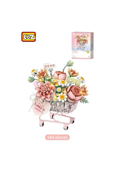 Loz Lz4124 Pink Car and Flowers 584 Piece Block