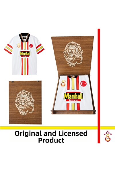 Galatasaray Licensed 1998-1999 White Retro Jersey with Lion Wooden Box E251568