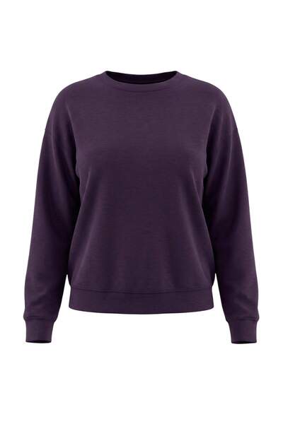 Trendyol Collection Dark Purple Soft Touch Oversize/Wide Cut Crew Neck Knitte...