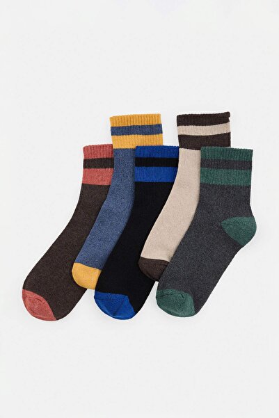 Trendyol Collection Multi-Colored Stripe Detailed 5-Pack Unisex Socks Tmnaw27...