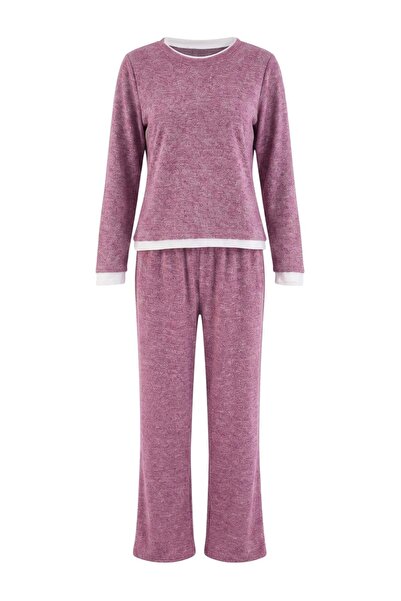 Trendyol Collection Purple Plain Soft Knitted Pajama Set Thmaw26Pt00154
