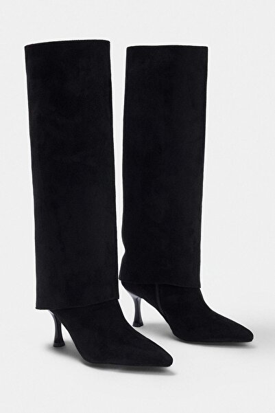 TRENDYOL SHOES Black Suede 7.5 cm Women's Boots&Ankle Boots Takaw27Cz00013