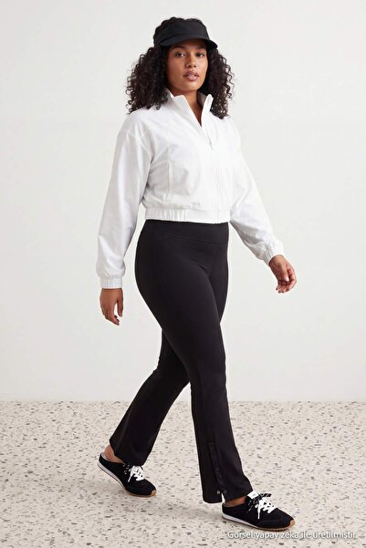 Trendyol Curve Black Gathering Hem Snap Detailed Spanish Hem Yoga Knitted Spo...