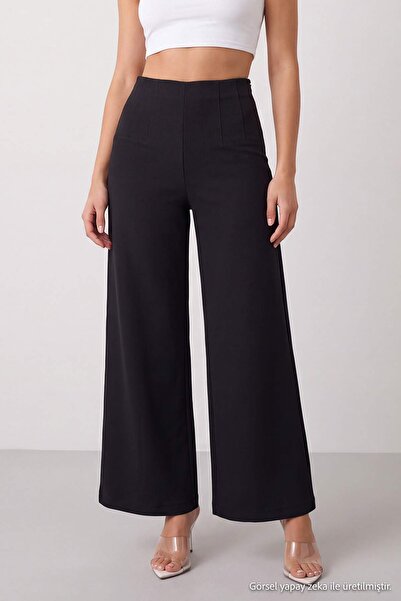Trendyol Collection Black Basic Wide Leg Fabric Trousers Twoaw27Pl00063