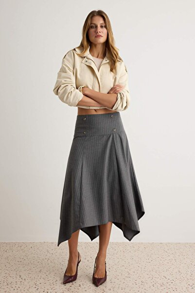 Trendyol Collection Anthracite-Multicolor Skirt Twoaw27Et00100