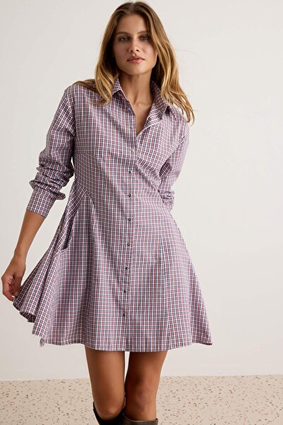 Trendyol Collection Multi-Colored Striped Short / Mini Woven Shirt Dress Twoa...