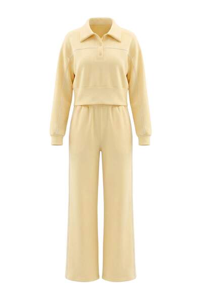 Trendyol Collection Light Yellow Straight Fitted Polo Collar Tubular Leg Thic...