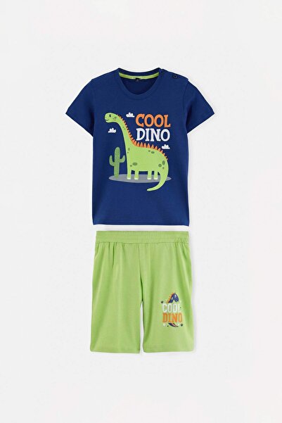 TRENDYOLKIDS Green Printed Knitted Bottom - Top Set Tkdss26Au00104