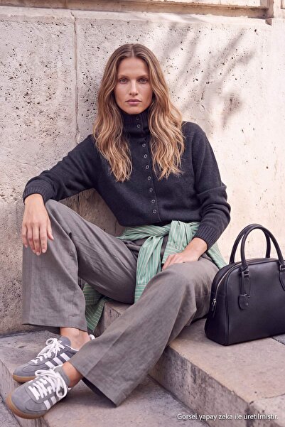 Trendyol Collection Wardrobe Essentials Anthracite Soft Textured High Collar ...