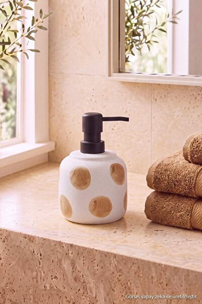 TRENDYOLMİLLA HOME Polka Dot Patterned Porcelain Soap Dish Mustard Tphaw27Sbn...
