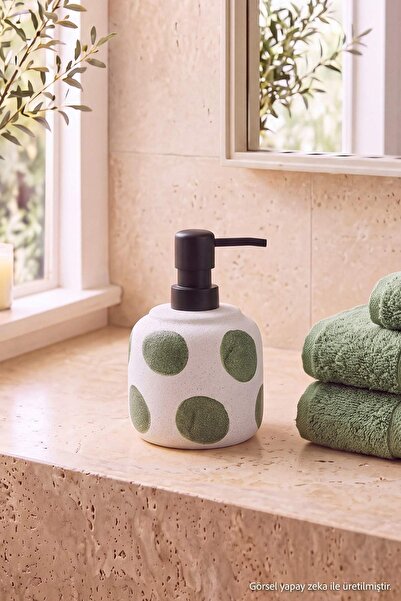 TRENDYOLMİLLA HOME Polka Dot Patterned Porcelain Soap Dish Green Tphaw27Sbn00005