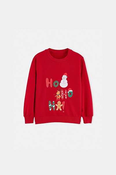 TRENDYOLKIDS Red Girl/Boy Cotton Christmas Printed Knitted Thick Non-Embossed...