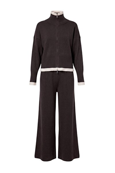 Trendyol Collection Brown High Neck Zippered Knitwear Bottom - Top Set Twoaw2...
