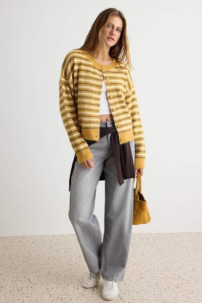 Trendyol Collection Wardrobe Essentials Mustard*001 Alpaca Wool Mixed Wide Fi...