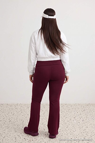 Trendyol Curve Burgundy Brushed Soft Fabric Waist Fold Detailed Flare/Spanish...