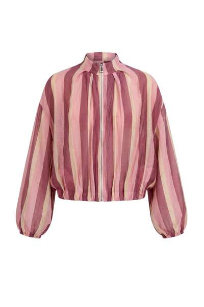 Trendyol Collection Jachetă subțire cu dungi fucsia colorate TWOAW27CE00067