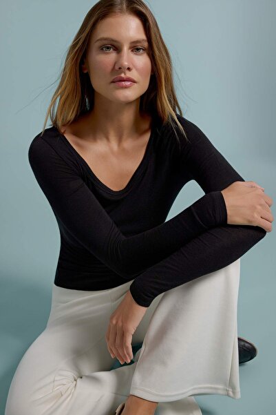 Trendyol Collection Black Cashmere Blended Ultra Light Transparent Bodycon Co...