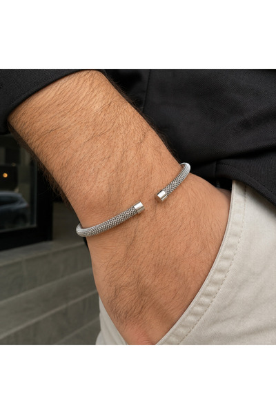 simurg jewellery White Steel Bracelet with White Tip