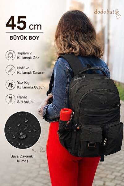 DodoButik Large Size Rainproof Fabric Multi-Pocket Lightweight Backpack