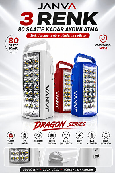 Janva 24 Led Ultra Güçlü Şarjlı Işıldak Powerbank El Feneri Kamp Masa Piknik ...