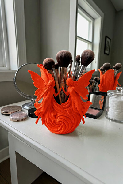 Belupa Decorative Brush Holder with Fairy Figure – Makeup Organizer and Pen H...
