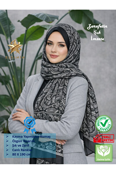 Güneş Eiffel Cotton Soft Special Series Shawl (Ethnic & Floral Pattern, Origi...