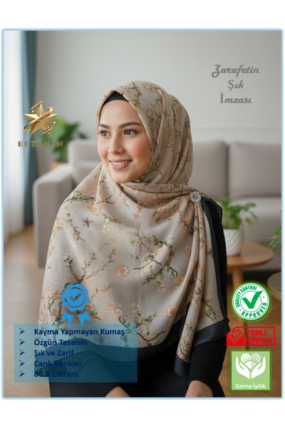 Güneş Eiffel Cotton Soft Special Series Shawl (Ethnic & Floral Pattern, Origi...
