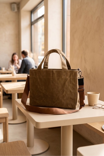 Goo Leather Goods Kanvas Askılı Günlük Kullanım Omuz Ve El Çantası Tote Bag -...