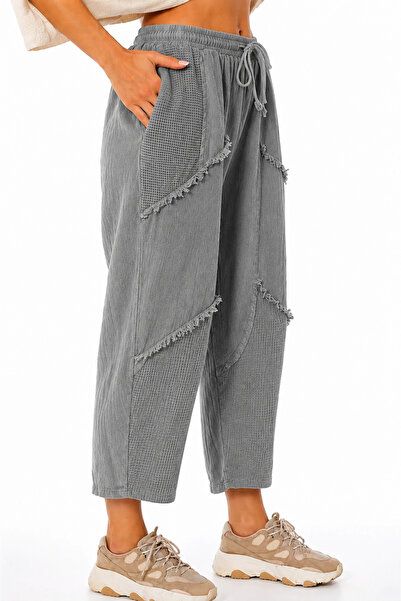 MetuCA Women's Gray Linen Pocket Washable Bohemian Pinterest Casual Wide Leg ...