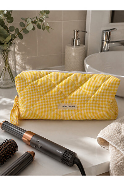 lumi Studio Carry All XL Sarı Pötikare Kapitone Organizer Çanta – Büyük Boy M...