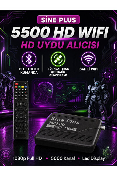 Sine Plus Bt-5500 Hd Wıfı Uydu Alıcısı Canakli Canaksiz Wifi