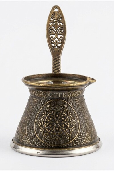 Mijja 200 ml 3-4 Person Engraved Chubby Cast Steel Coffee Pot Induction Cooke...