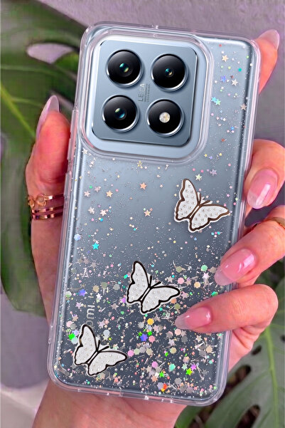 Rivor Xiaomi Mi 14T & Mi 14T Pro Uyumlu Kılıf Kamera Çıkıntılı Simli Kelebek ...