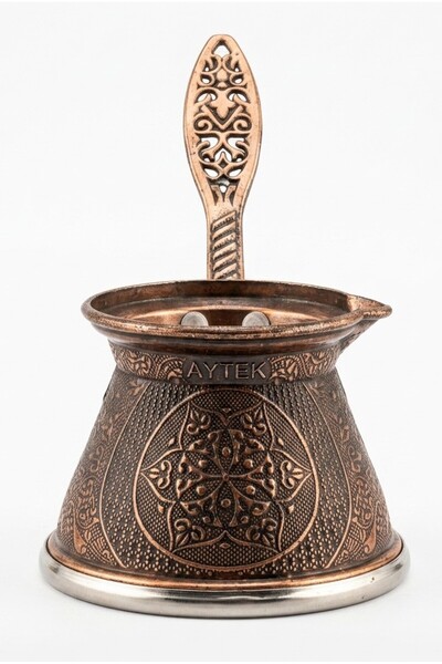Mijja 200 ml 3-4 Person Engraved Chubby Cast Steel Coffee Pot Induction Cooke...