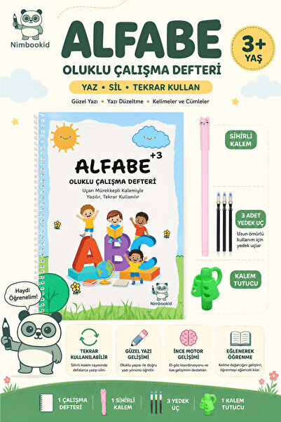 Nimbookid Sihirli Kalemli Oluklu (Kabartmalı) Etkinlikli Alfabe Defteri Güzel...