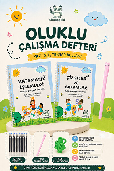 Sihirli Kalemli Oluklu (Kabartmalı) Matematik İşlemleri ve Çizgiler Rakamlar Defteri Güzel Yazı