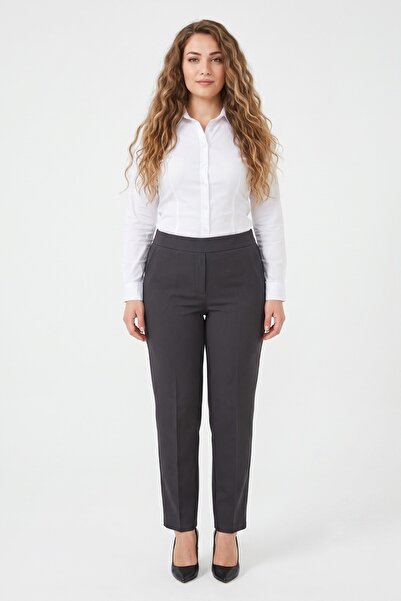 LİNAVİS Women's Plus Size Fabric Trousers with Elastic 2200 Bgl-St02974