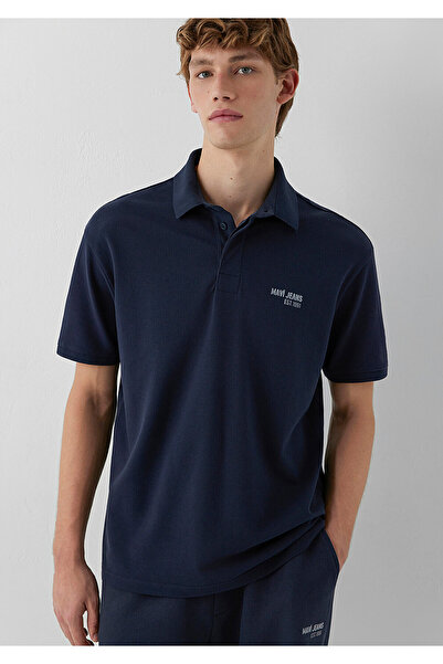 Mavi Jeans Baskılı Lacivert Polo Tişört Loose Fit / Bol Rahat Kesim 0613494-7...