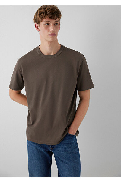 Mavi Kahverengi Basic Tişört Loose Fit / Bol Rahat Kesim 0613624-71550